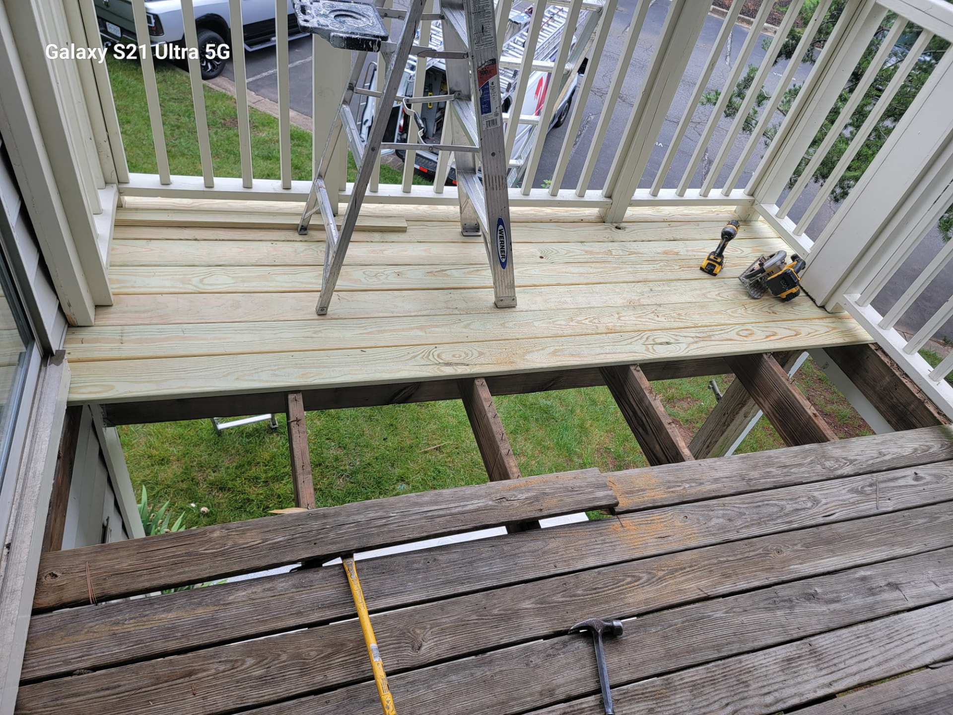Before — Deck rebuild — new pressure-treated decking